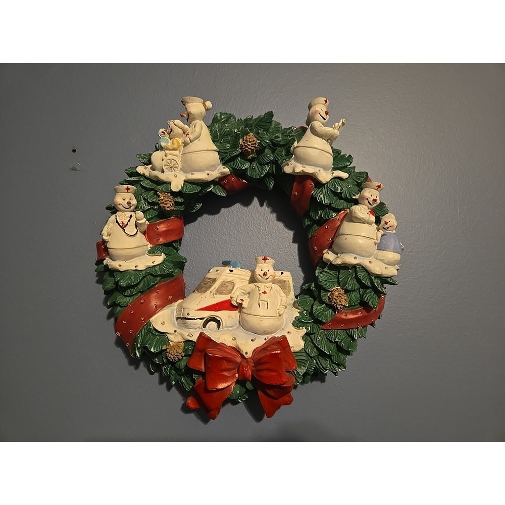 Christmas Snowman Medic EMS Rescue Wreaths Light & Sound